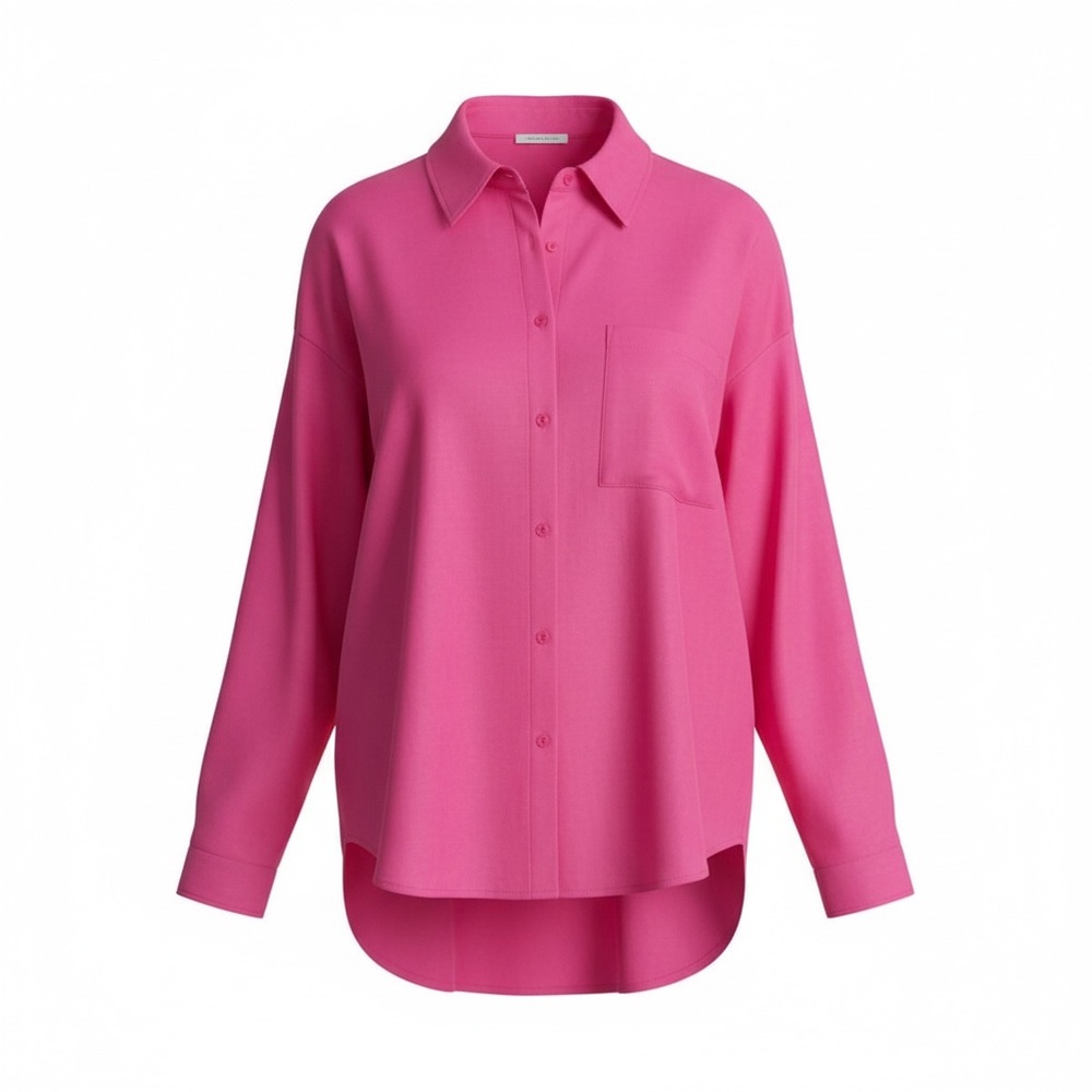 Pistola Pink Oversized Button Down Shirt Large Coastal Chic Relaxed